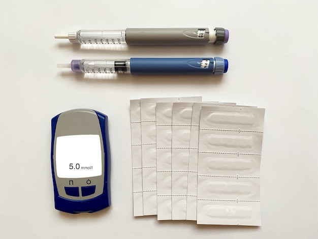 Insulin short long glucose meter and test strips