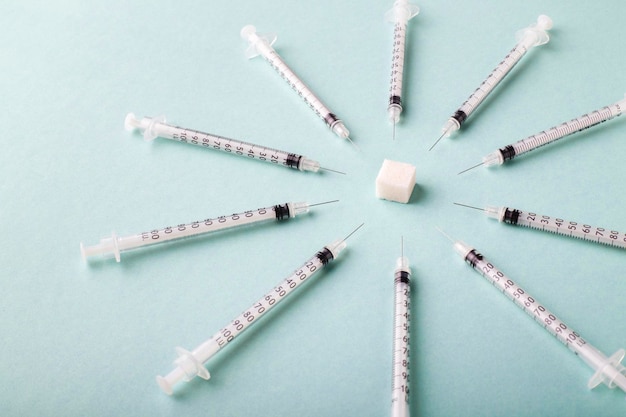 Insulin syringes and sugar