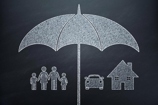사진 가정 보험 블랙보드 우산
