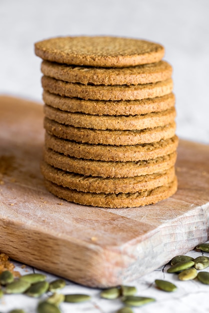 Integral cookies on old wooden table