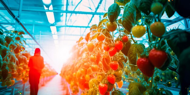 Photo integrate smart technology to control temperature humidity and lighting in greenhouses optimizing growing conditions for crops