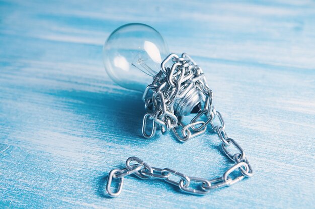 Intellectual property. light bulb with chain