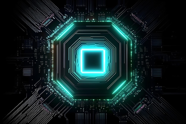 インテリジェンスの未来的な CPU コンピューターの背景写真光