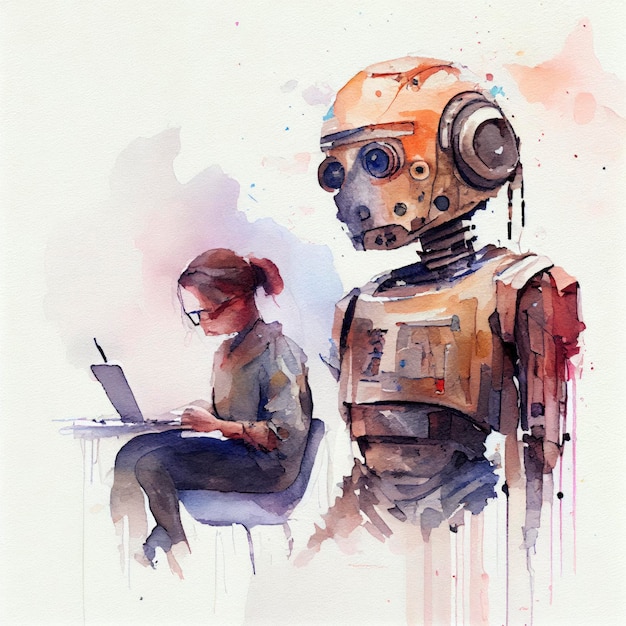 Intelligent Chatbot Assistant in Watercolor Style