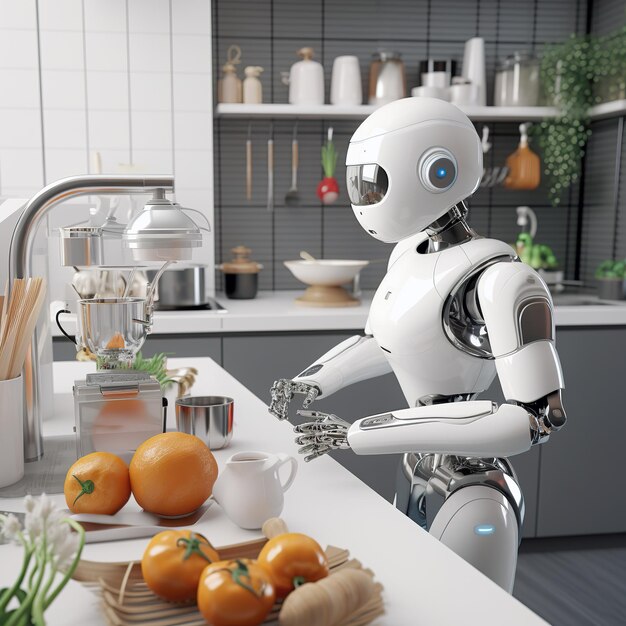 Foto macchina intelligente robot in cucina