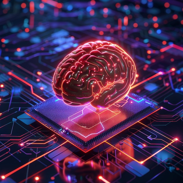 intelligent programming abstract brain on chip symbolising artificial intelligence ai concept