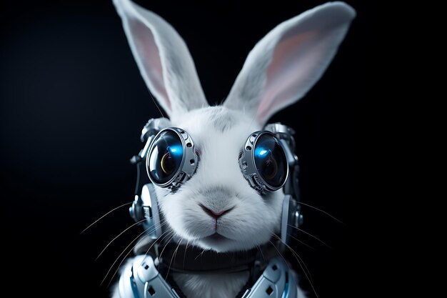 Intelligent a techsavvy bunny rabbit photo