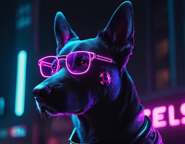 Intelligente futuristische hond met mode en stijl