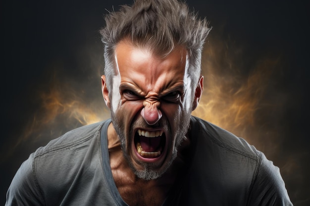 Photo intense anger displayed by man