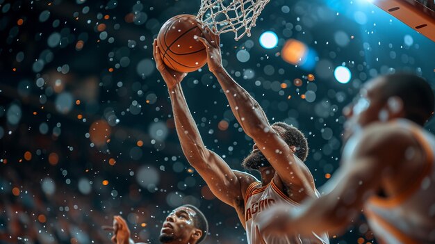 Photo an intense basketball game players background