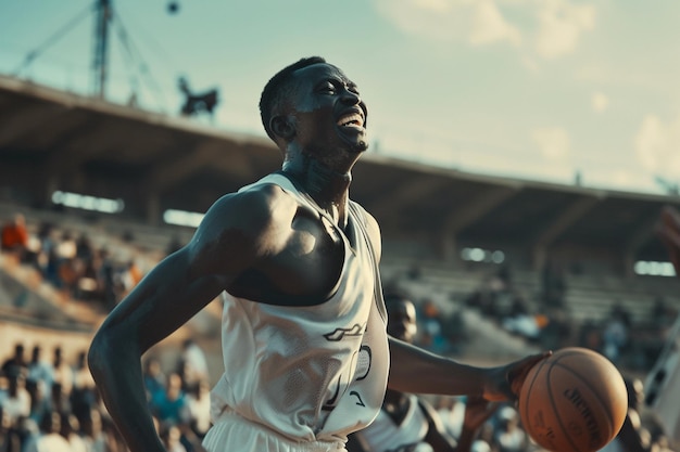 Intense Basketball Player in Action on Court with AI generated