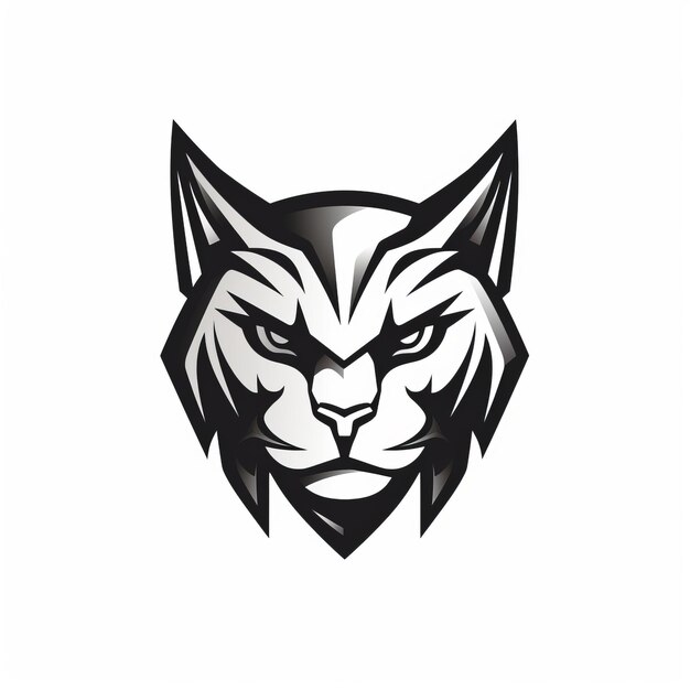 Photo intense black and white cat head logo for technological design