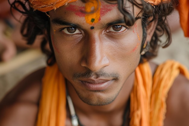 Foto intense blik van een traditionele indiase danseres