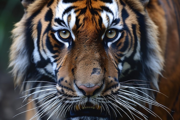 Intense closeup of a furious tiger