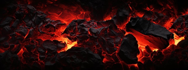 Фото Интенсивный крупный план потока лавы и огня древесного угля