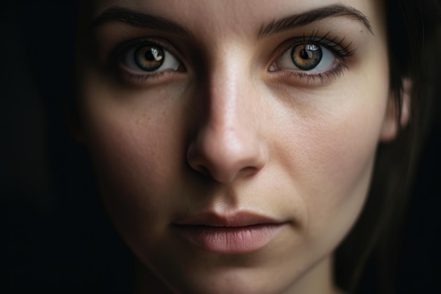 Intense closeup portrait of a woman with a minimalist twist