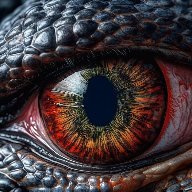 Intense CloseUp Predator Dinosaur's Eye AI