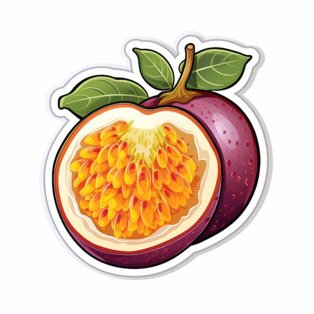 Photo intense color passionfruit sticker with detailed character illustrations