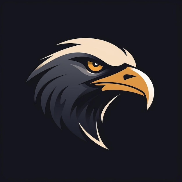 Intense Eagle Head Logo Illustration With Dark Beige And Navy Background