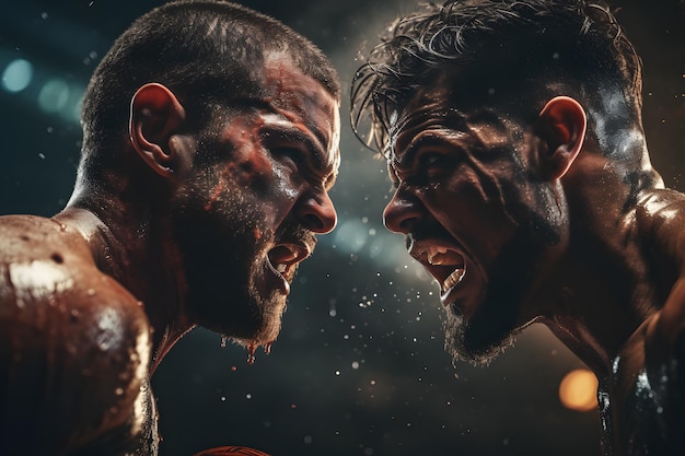 Intense Exchange Between Fierce Boxers ai generated art