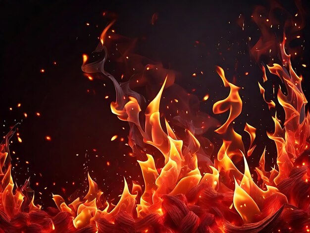 Intense Fire Flames RedHot Sparks in a Realistic Abstract Background