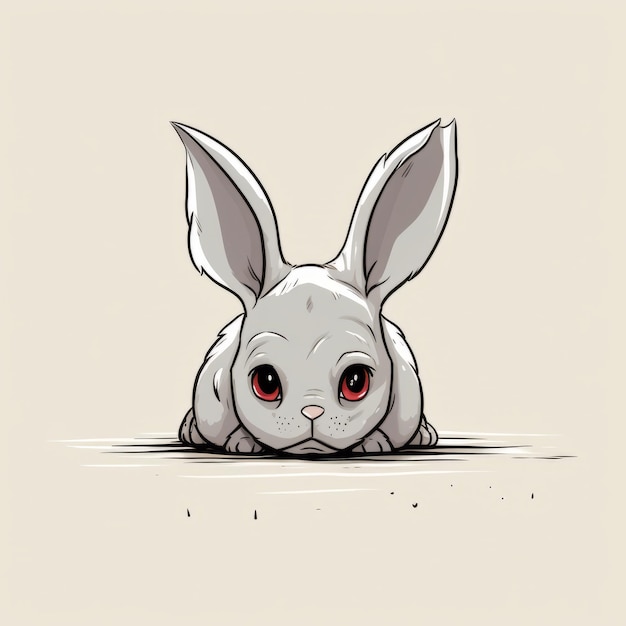 Photo intense gaze cute rabbit illustration in animeinfluenced style