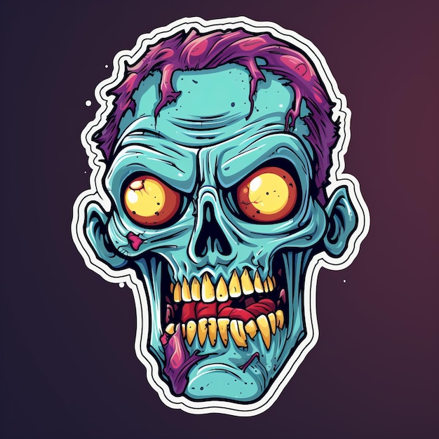 Intense kleurvelden Zombie Sticker Halloween-ontwerp
