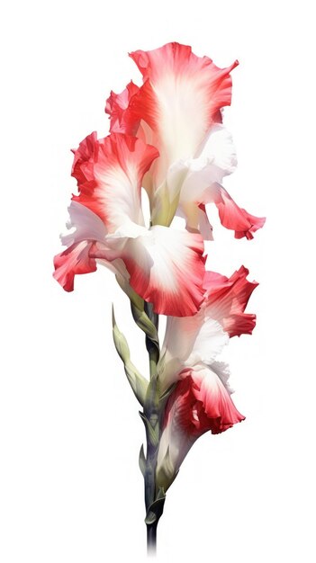 Intense Red Gladiolus Bouquet in Contemporary Style on White Background Generative AI