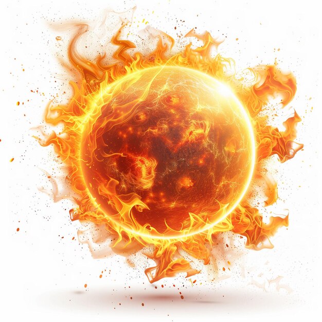 Фото Интенсивное солнце, окруженное пламенем генеративный ии