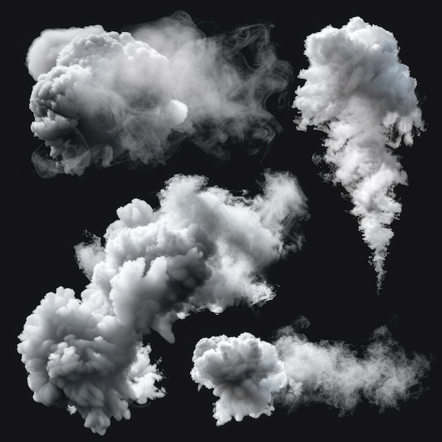 Photo intense white smoke white smoke with particles flowing mist smoke trail aroma or toxic clouds and steaming chemicals or cosmetics product vapours realistic 3d isolated clip art