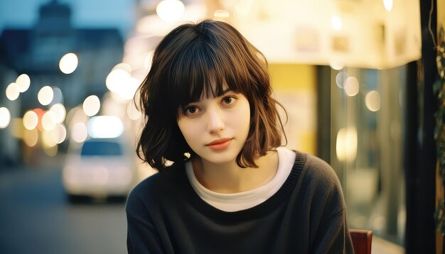 Intense young girl's gaze in closeup view