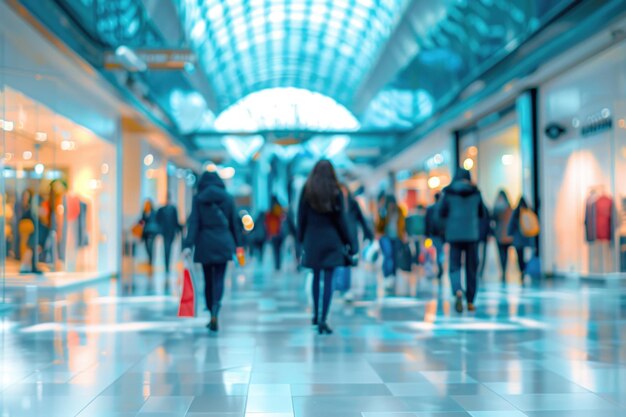 Intentional Blurred Image of People in Shopping Center