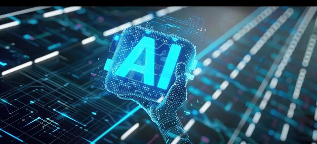 사진 인공지능 (ai) 뇌 프로세서 (generative ai) 와 상호 작용합니다.