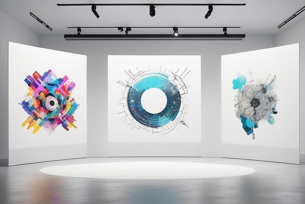 Interactive AIgenerated art in a tech symposium mockup with blank white empty space for placing your design