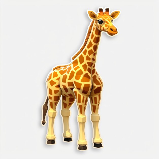 Photo interactive cartoon realism upright giraffe on white background