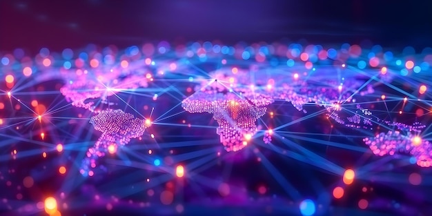 interactive global map displaying digital network connections between nodes concept digital network global connections interactive mapping data visualization node connectivity