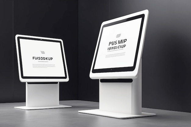 Interactive Kiosk Mockup with Blank White Space on the Screen for your creative presentations
