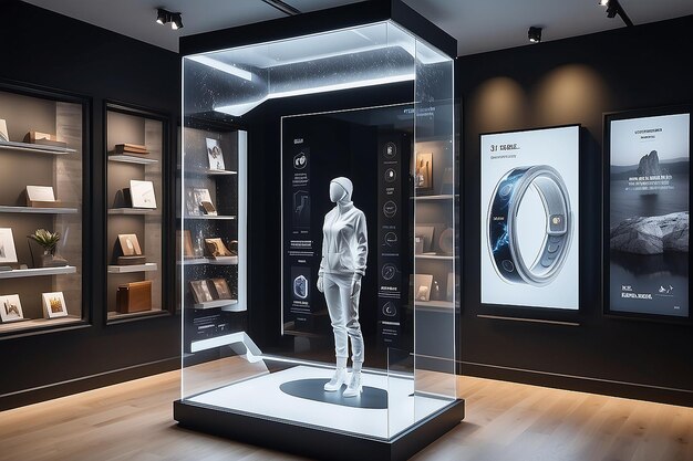 Interactive Retail Art Transparent OLED Window Display Mockup with Product Customization