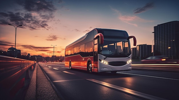 Intercity bus on a highway