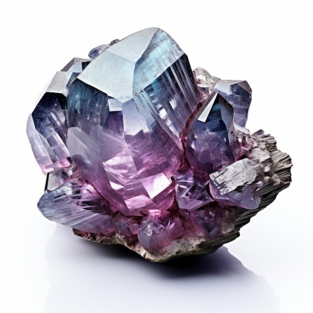 Interessant taboe paarse kristal edelsteen op witte achtergrond