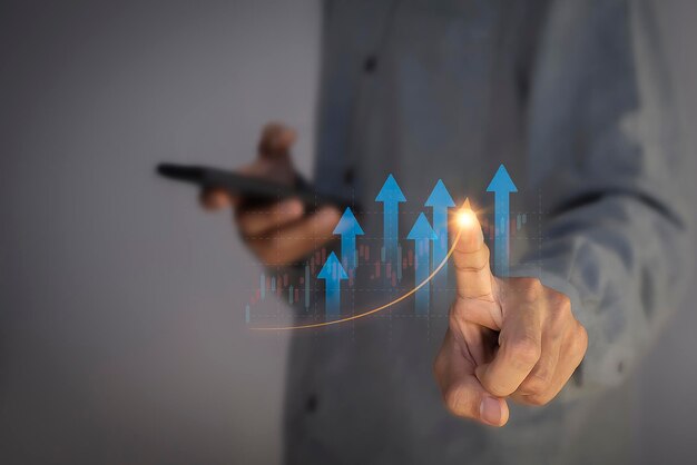 Interest rates and dividends Business development with percentage symbols