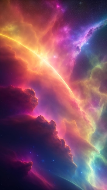 An Interesting Image Of A Colorful Galaxy With Clouds And Stars AI Generative