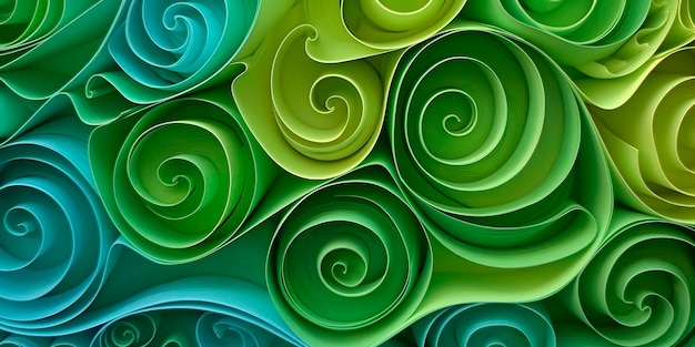 Interestingunusual abstract background in quilling style made from paper strips Suitable for use in art and crafts business card design and website backgroundsbright greenblue saturated colors