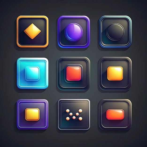 Photo interface square game button ai generated icon user app gui menu element interface square game button illustration