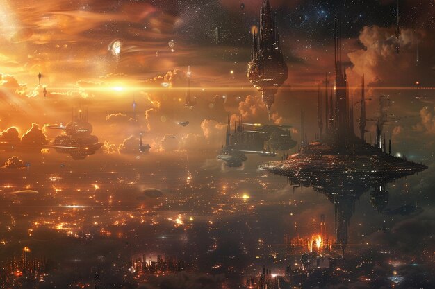 Intergalactic cityscapes aloft Captivating images generative ai