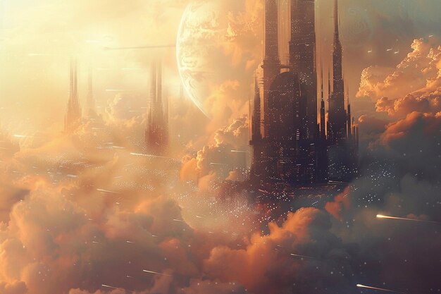 Intergalactic cityscapes aloft Captivating images generative ai