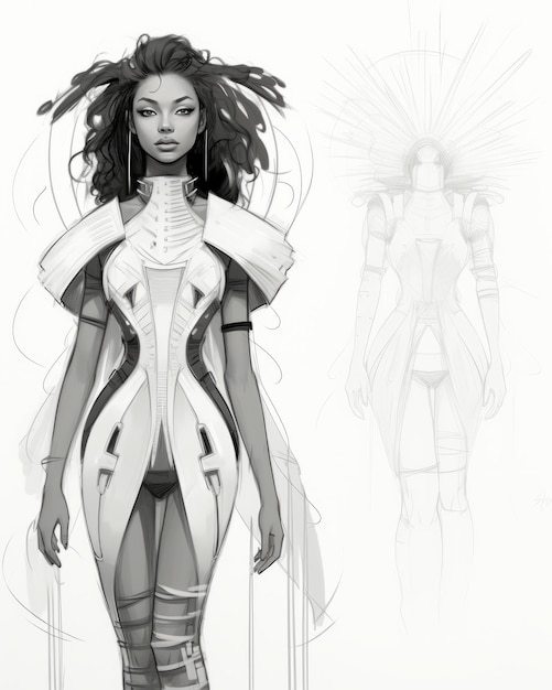 Intergalactic Couture Unveiling the Latent Spaceship AAPI Fashion Design Sketch