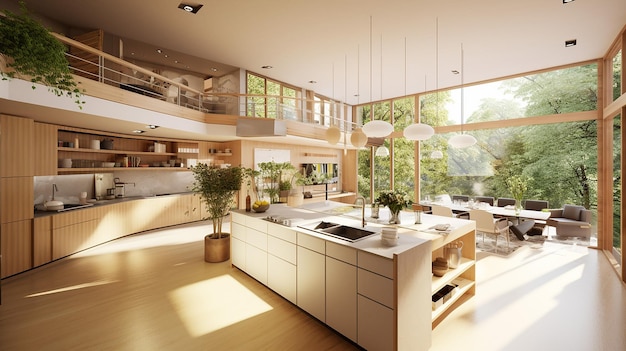 Interieur als keuken in nieuwe luxe woning Generatieve AI