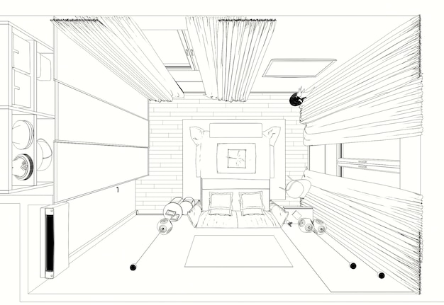 interieur contour visualisatie 3D illustratie schets schets