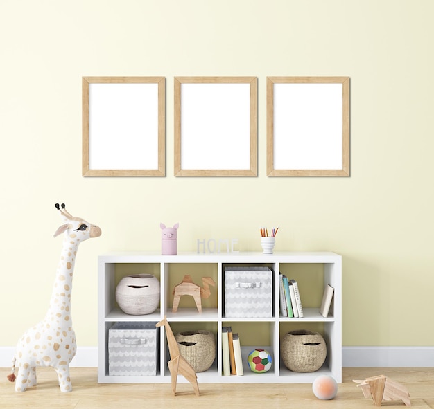 Interieur frame mockup in boho stijl twee houten frames 8x10